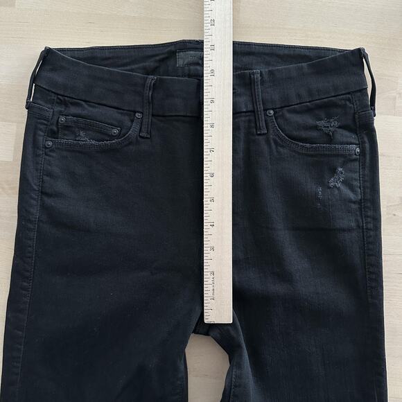 Mother Jeans Womens 27 Black The Looker Ankle Fray Distressed Raw Hem - Picture 12 of 13